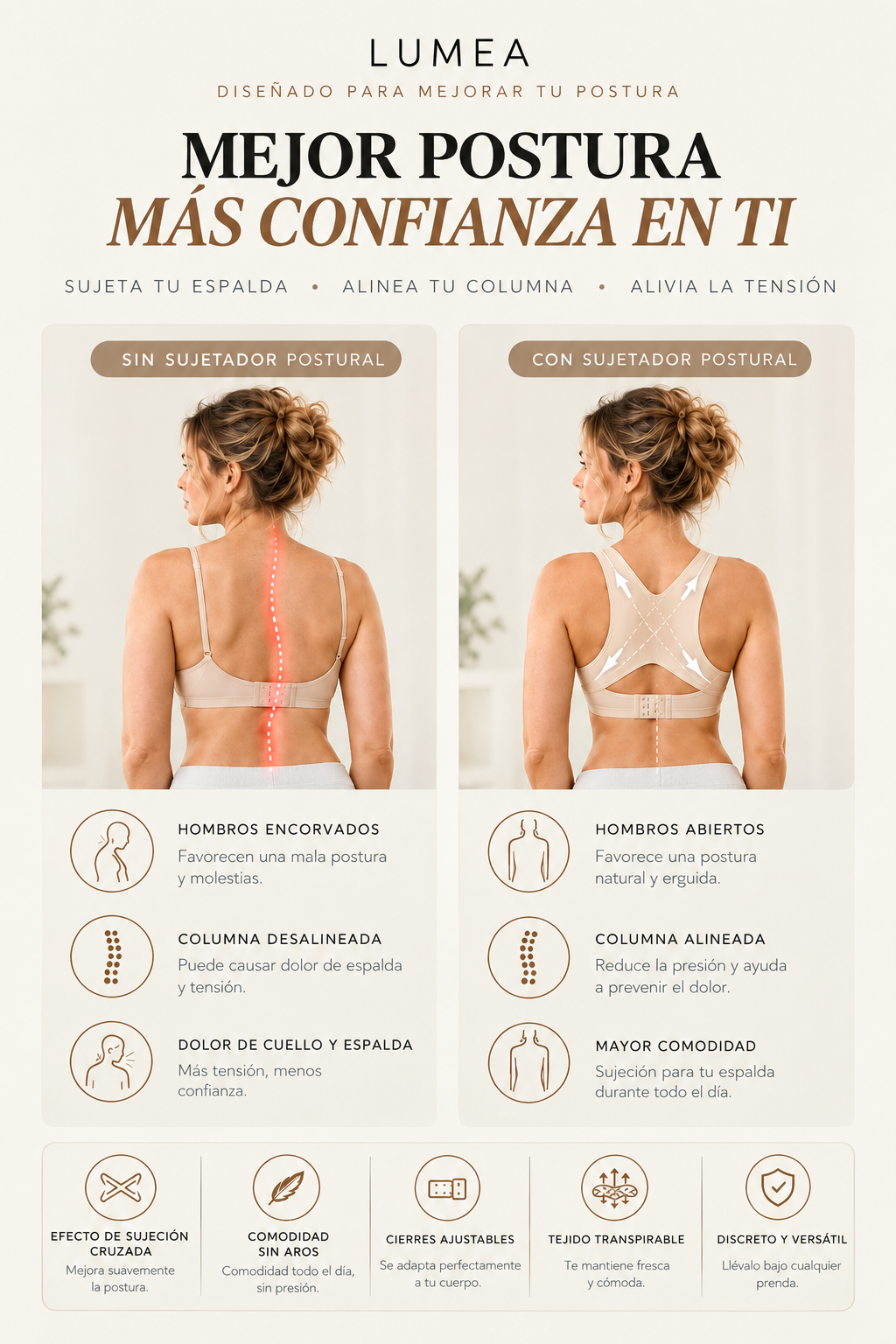 Comparativa del sujetador corrector de postura LUMEA