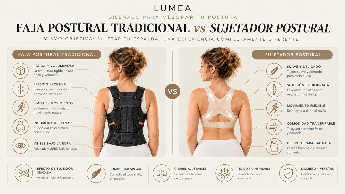 Comparativa de características del sujetador postural LUMEA